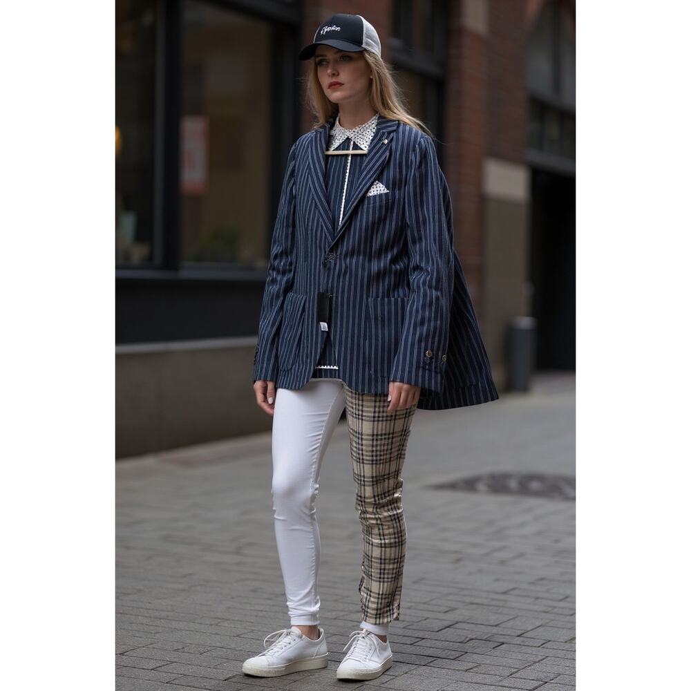Massimo Rebecchi Navy Pinstripe Blazer IT50/US40 –NWT- Italian Tailoring Ret$450 - Picture 4 of 9